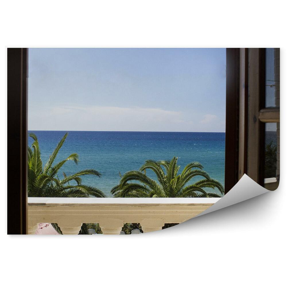 Papier peint Palmiers De Mer En Été À L'extérieur De La Fenêtre