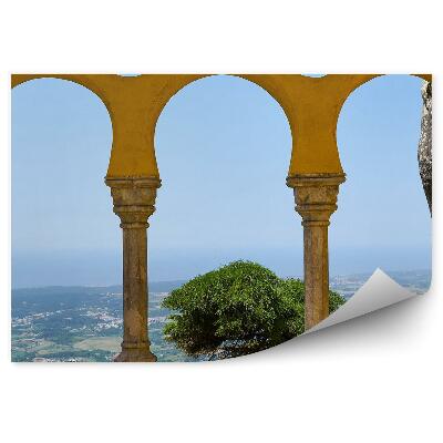 Papier peint Arches Arabes Vue Arbre Colline Bâtiments Plantes Rochers