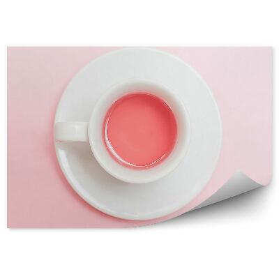 Tapisserie murale Fond rose pastel tasse blanche thé boisson
