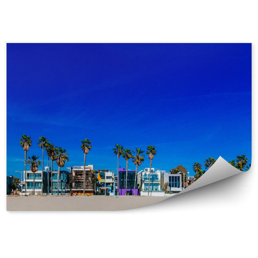Papier peint Venice beach palmiers ville maisons sable