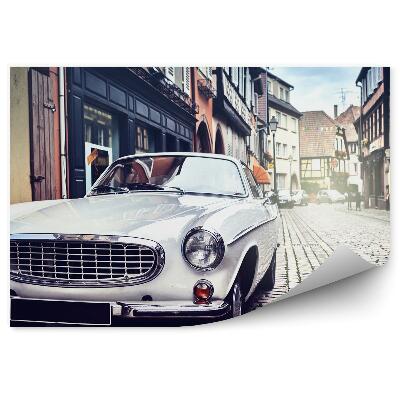 Papier peint Voiture rétro sur fond blanc