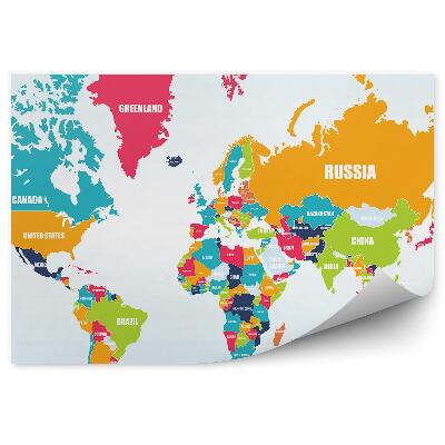 Papier peint Carte du monde politique des pays en couleur