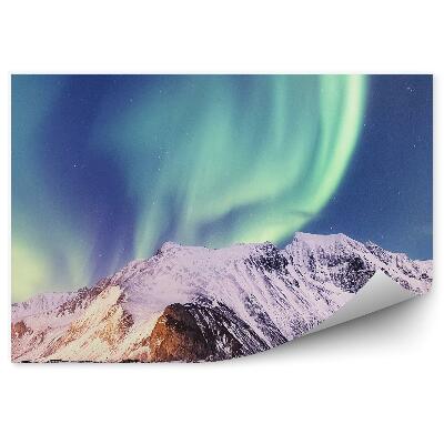 Papier peint Aurore boréale îles neige montagnes norvège