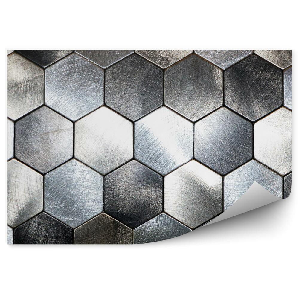 Papier peint Hexagones blancs bleus 3d hexagones