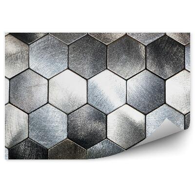 Papier peint Hexagones blancs bleus 3d hexagones