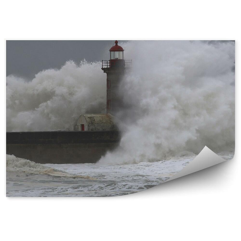 Papier peint Grandes vagues, tempête, architecture de phare