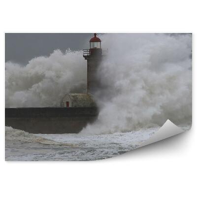 Papier peint Grandes vagues, tempête, architecture de phare