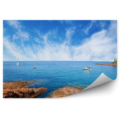 Papier peint Côte Rocheuse Du Bateau Dans La Baie