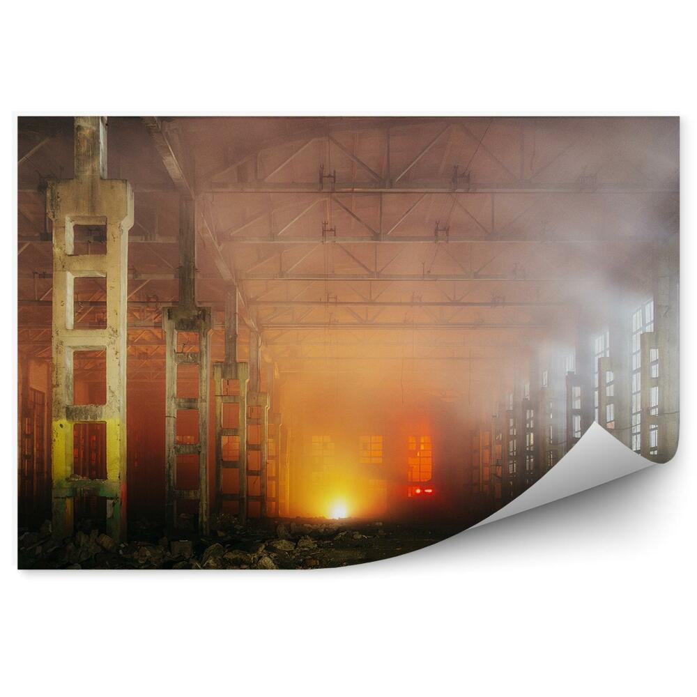 Papier peint Usine incendie fumée lumière