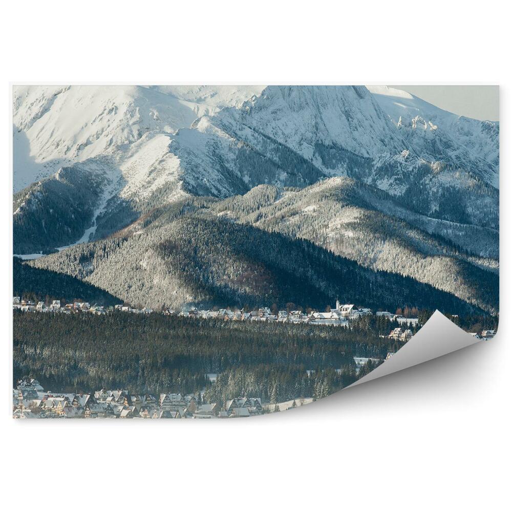 Papier peint Giewont Mountains Snow Winter Cottages Winter Tatras