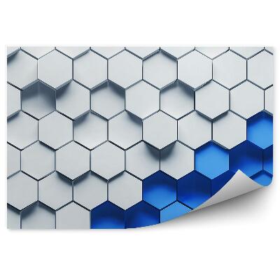 Papier peint Hexagones bleus blancs 3d convexes