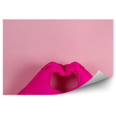 Papier peint Mains de femmes dans des gants en caoutchouc Pinkch cœur