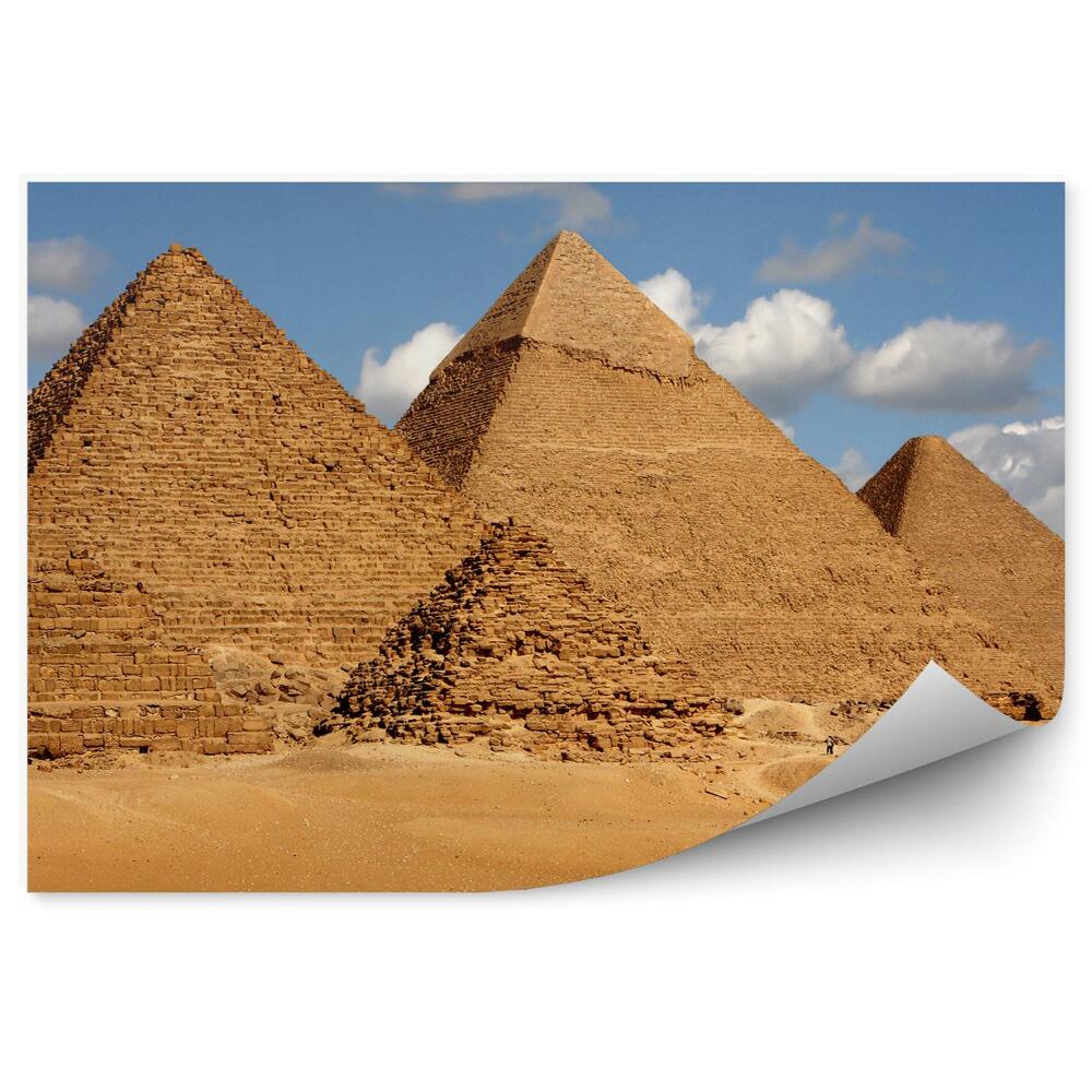 Papier peint Égypte pyramides sable chameaux