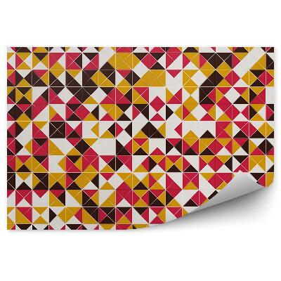 Papier peint Motif blanc orange rose triangles carrés