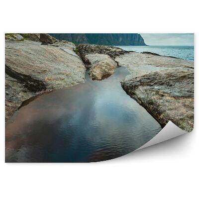 Papier peint Côte senja norvège montagnes rochers