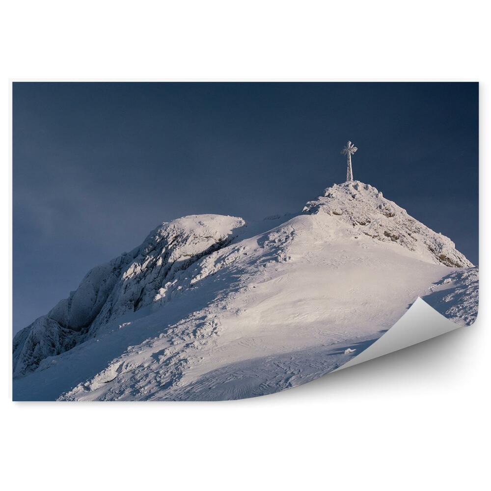 Papier peint Giewont Peak Winter Snow Sky Tatra Cross