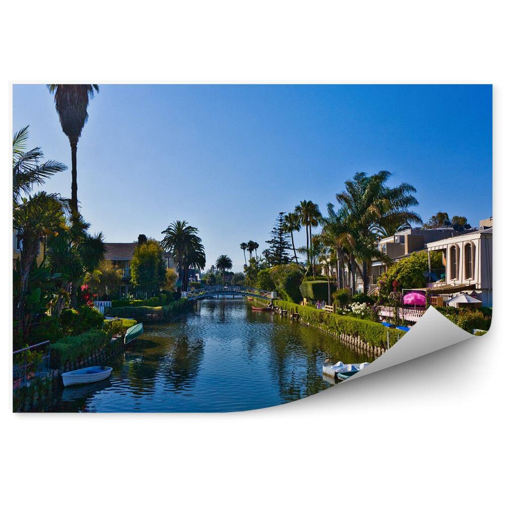 Papier peint Old Venice Canals California Palm Boats Bridges
