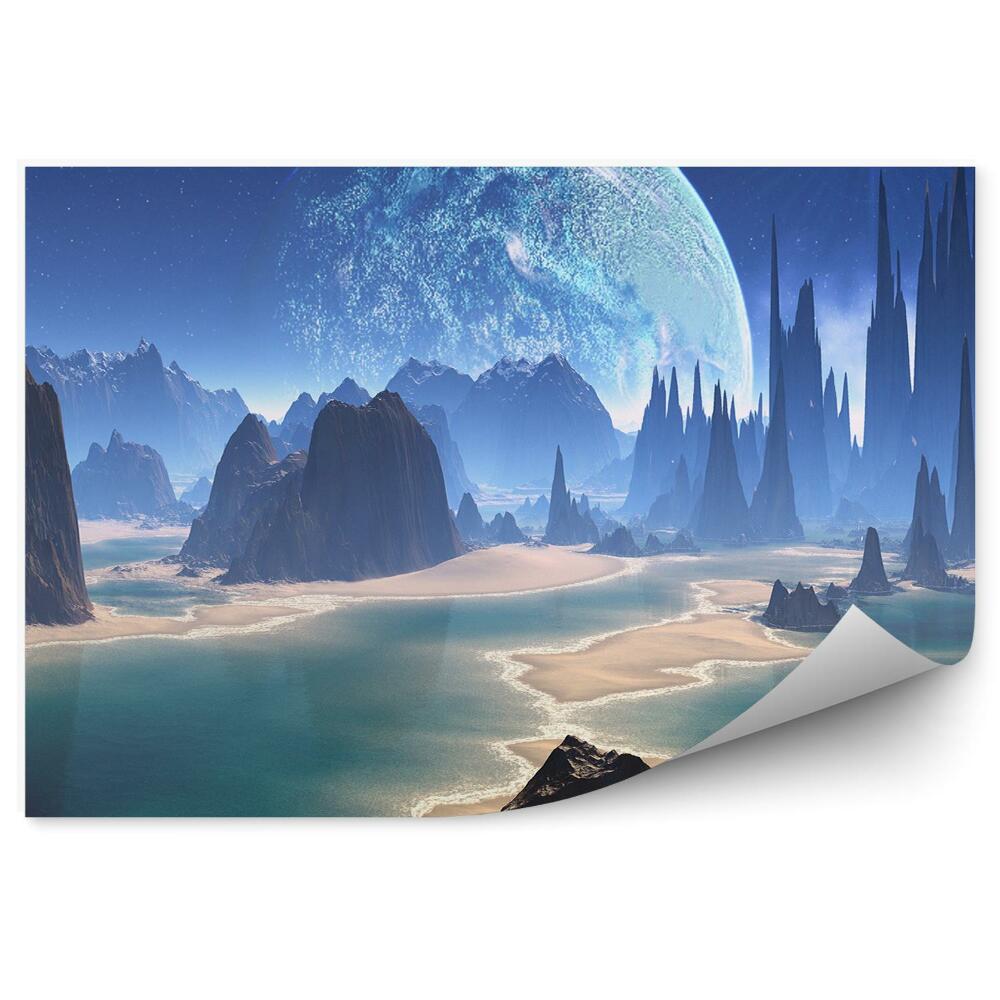 Papier peint Rochers, Rivières, Étoiles De Lune, Fantaisie