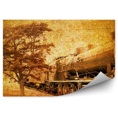 Papier peint Photo vintage d'un vieux train à côté d'un arbre