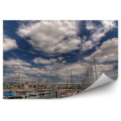 Papier peint Bateaux portuaires ville nuage