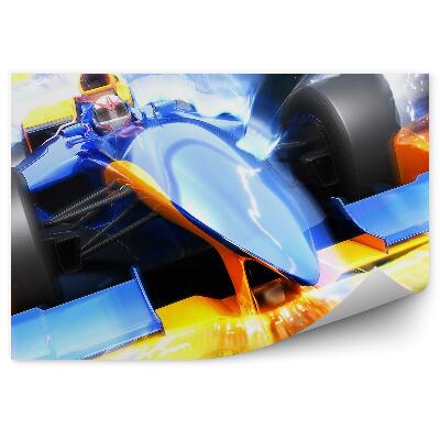Papier peint Voiture de course bleue jaune Formule 1