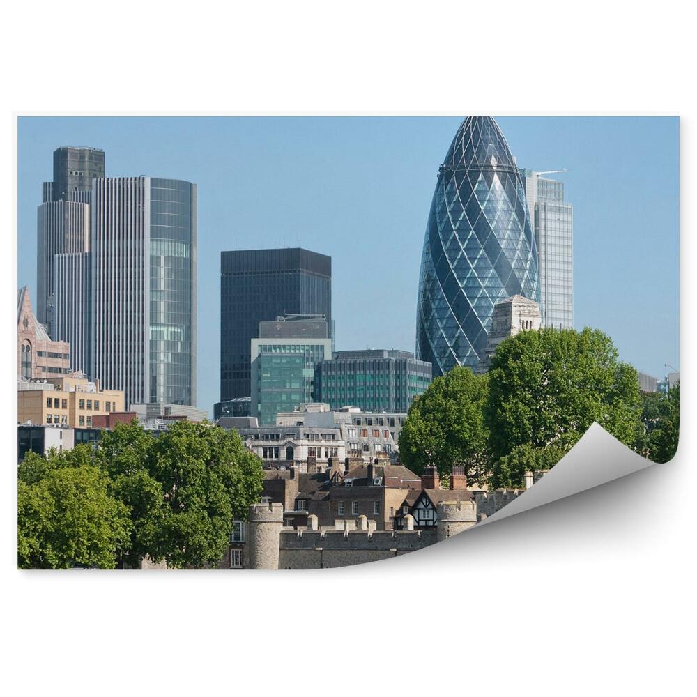 Papier peint Gratte-ciel Bâtiments Château Arbres Ciel Londres