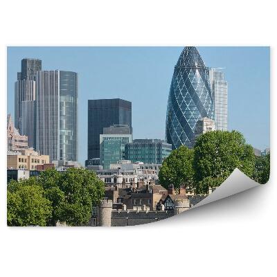 Papier peint Gratte-ciel Bâtiments Château Arbres Ciel Londres