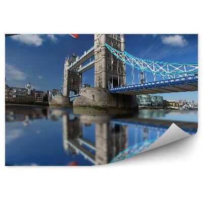 Papier peint drapeau du Tower bridge london river reflet dans l'eau