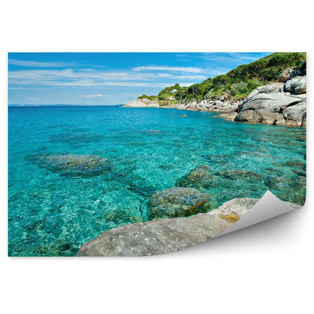 Papier peint elba island beach rocks trees nature