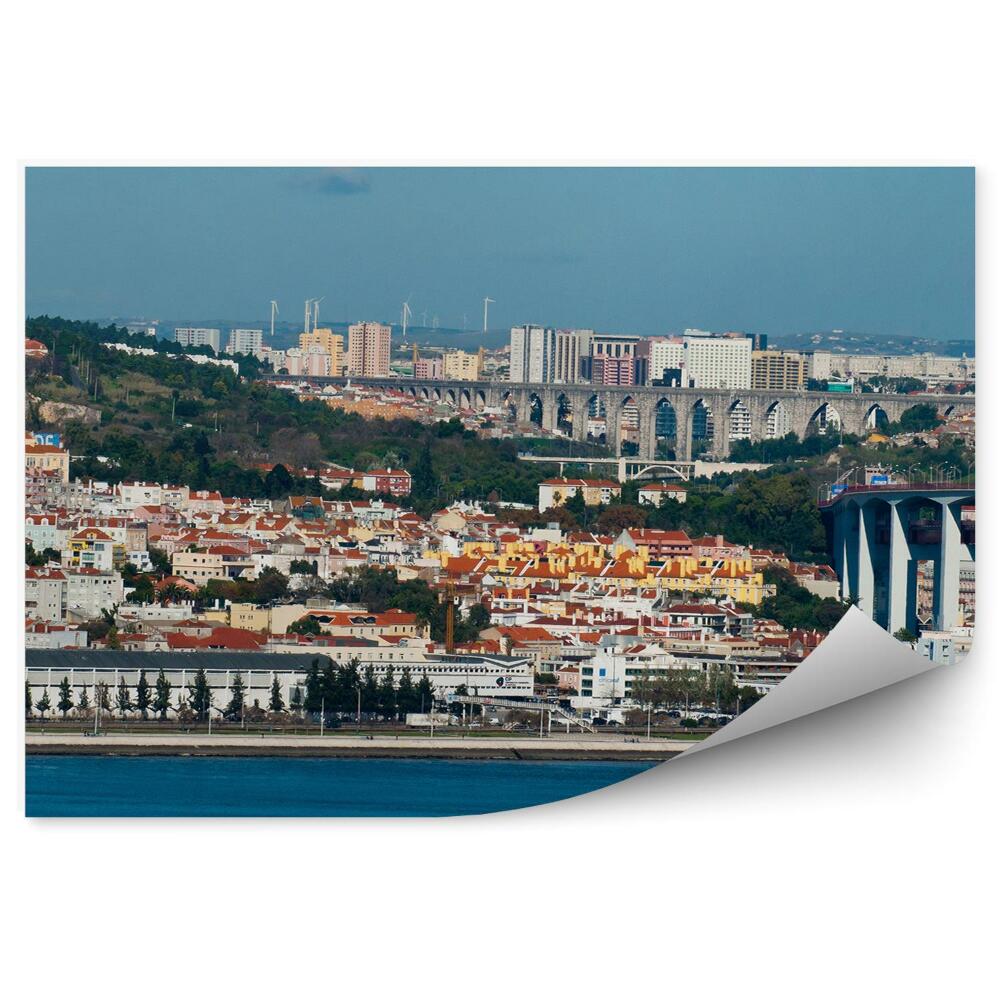 Papier peint Bâtiments Aqueduc Arbres Bateau Ciel Lisbonne