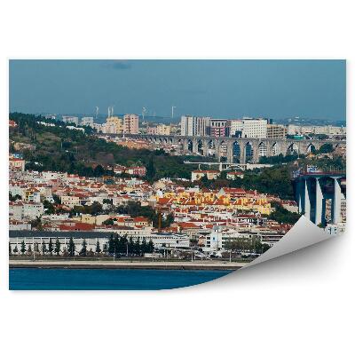 Papier peint Bâtiments Aqueduc Arbres Bateau Ciel Lisbonne