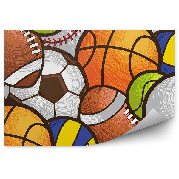 Papier peint panoramique Motif ballon de sport pour garçon