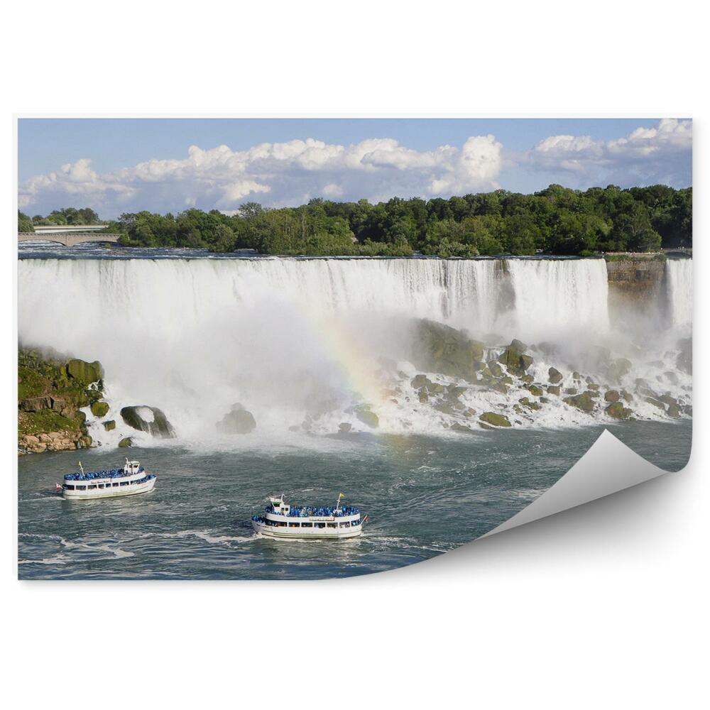 Papier peint Arc-en-ciel Chutes du Niagara Eau Touristes Bateaux