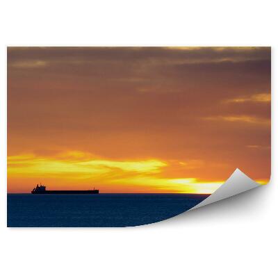 Papier peint Bateau Mer Coucher De Soleil Océan