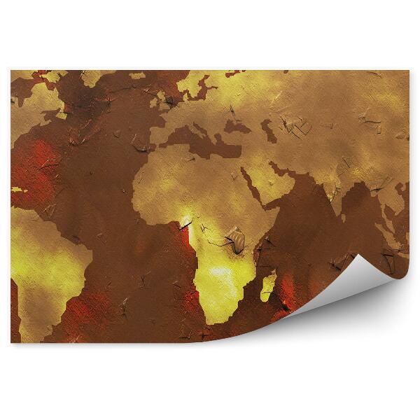 Papier peint Contour des continents sur un mur vieilli