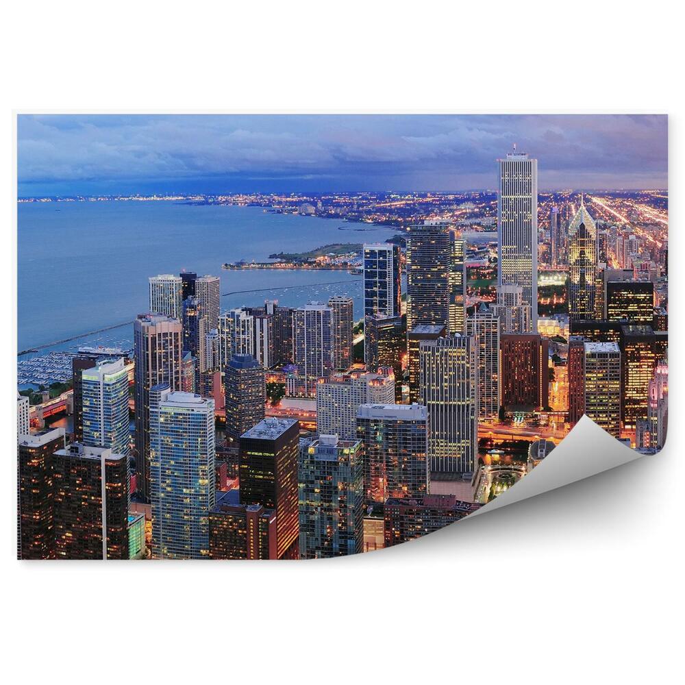 Papier peint Vue des gratte-ciel de Chicago Nuages Lumière Océan