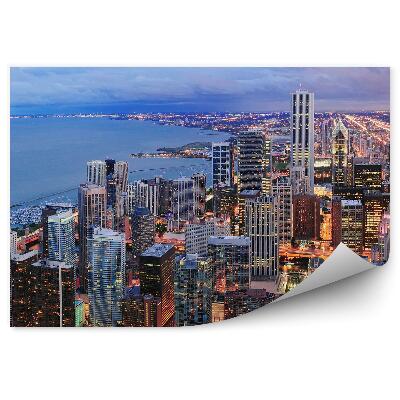 Papier peint Vue des gratte-ciel de Chicago Nuages Lumière Océan