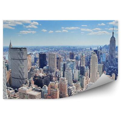 Papier peint New York Gratte-Ciel Bâtiments Fleuve Ciel Nuages Manhattan