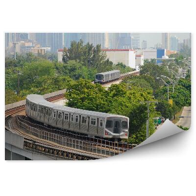 Papier peint Bâtiments trains voies ville trafic miami