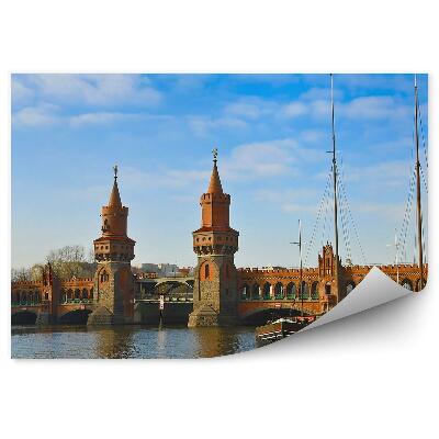 Papier peint Pont Berlin Rivière Spree Ciel Nuages Bateaux