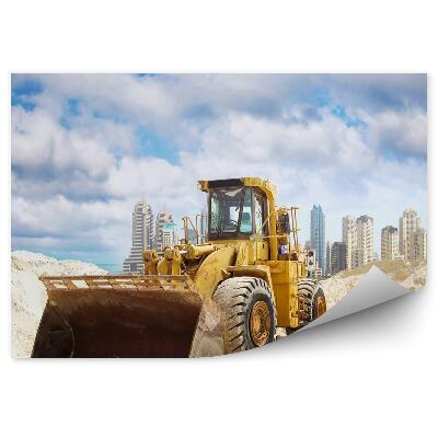 Papier peint Bulldozer contre la ligne d'horizon de Dubaï