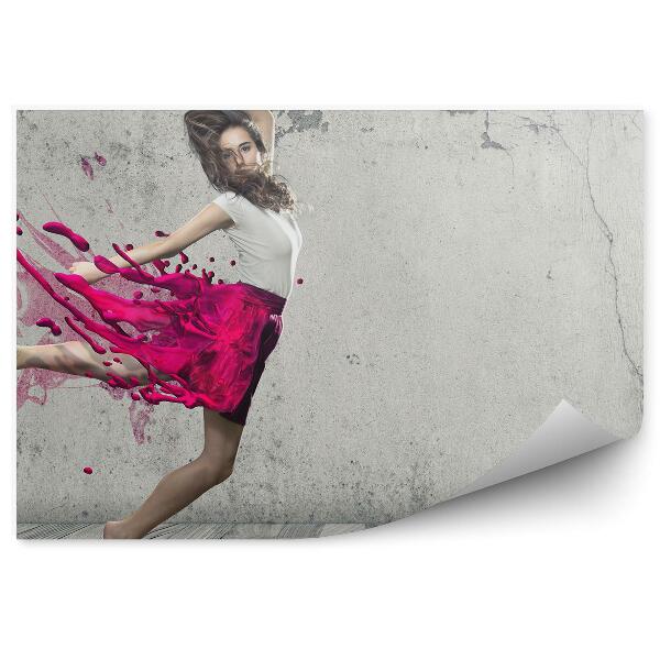 Papier peint Danseuse jupe liquide fond gris bois abstrait