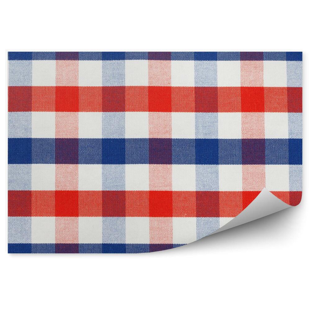Papier peint Couverture de pique-nique grille rouge bleu texture