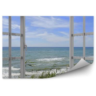 Papier peint Vagues De La Mer, Herbe, Fenêtre Avec Vue