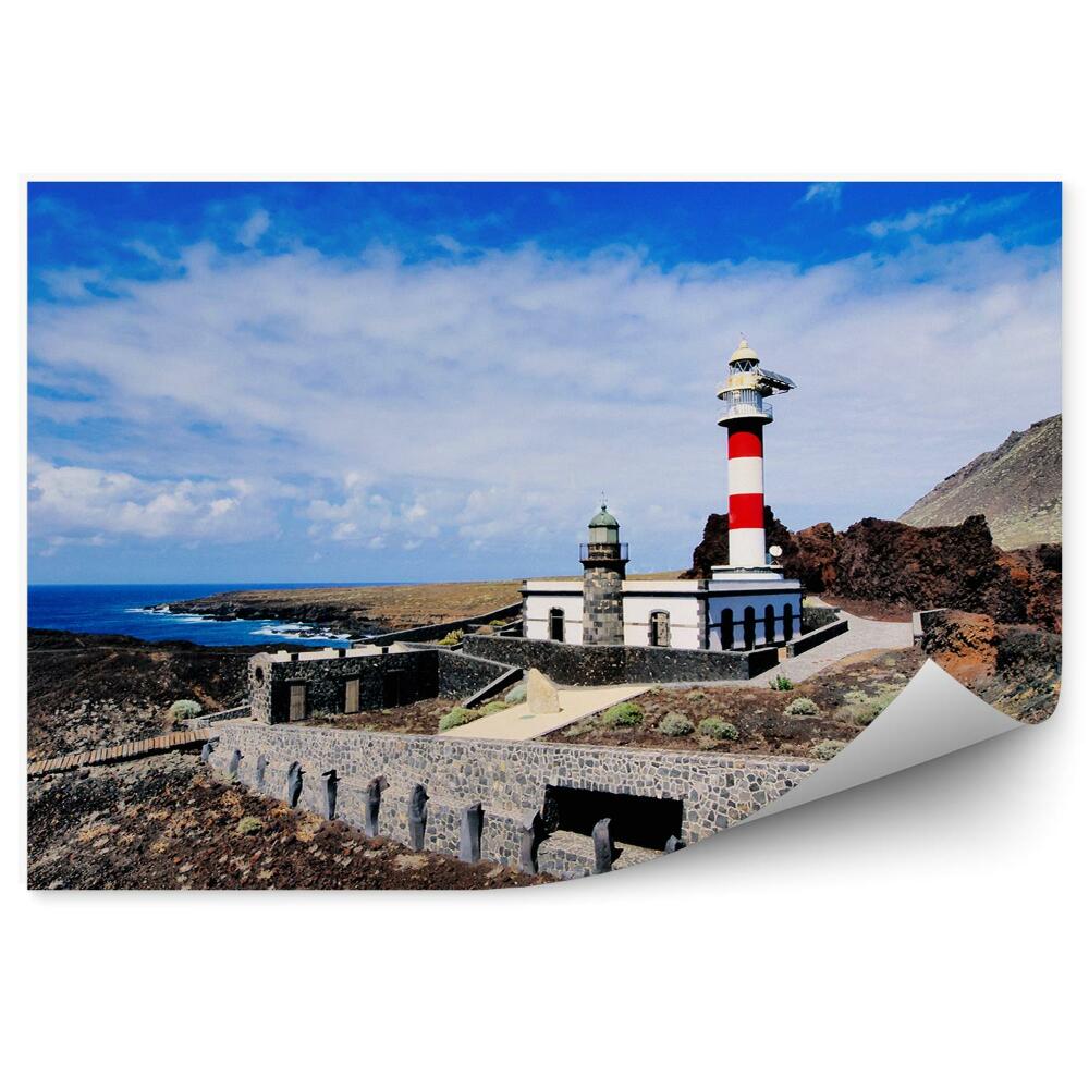 Papier peint Phare Péninsule Teno Montagnes Océan Ciel Nuages Tenerife