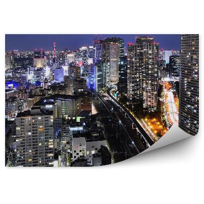 Papier peint Gratte-ciel Transport routier Eclairage de nuit Tokyo