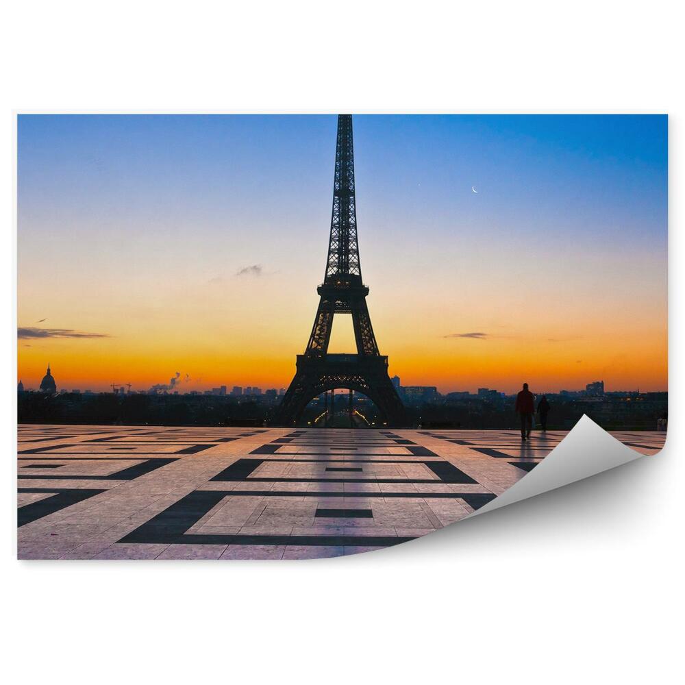 Papier peint Vue romantique de la tour eiffel au lever du soleil