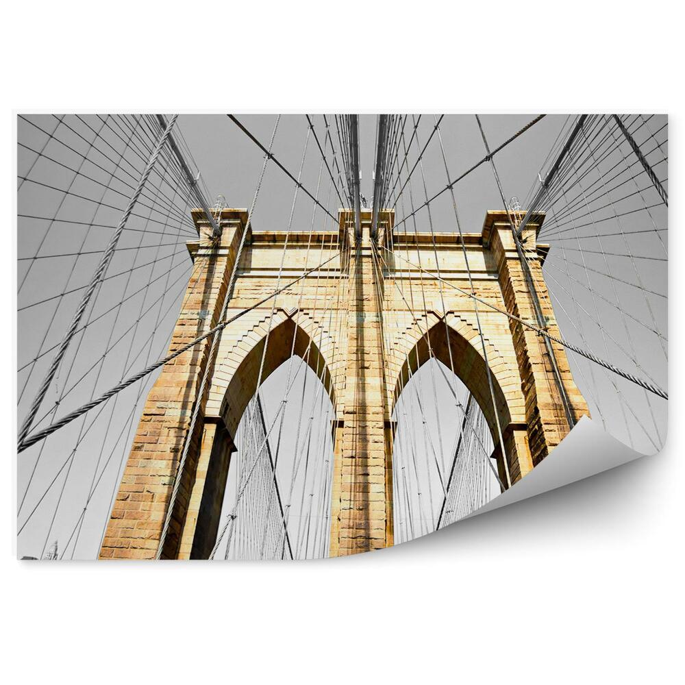 Papier peint Pont de Brooklyn new york gros plan sur cordes