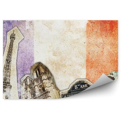 Papier peint Drapeau de la France Notre Dame Lampes Enseignes Tour Eiffel