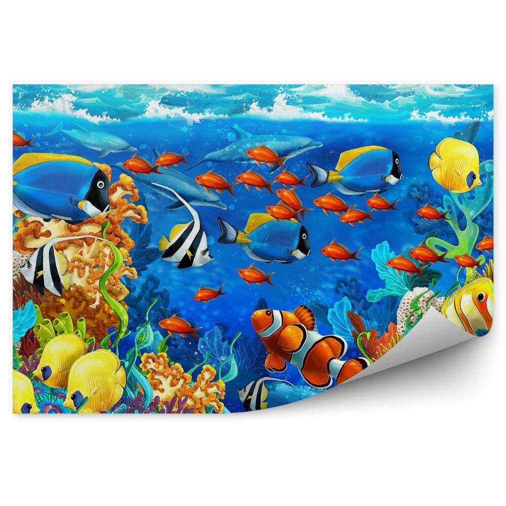 Papier peint Dessin pour enfants Poisson de récif coloré